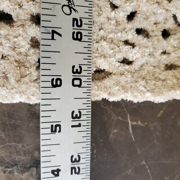 Escada Margaretha Ley Beige Gold Metallic Open Knit Mini Dress Sweater Luxury - Picture 8 of 8